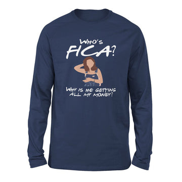 Who's Fica, Why Is He Getting All My Money Men/Unisex Drop Shoulder Sweatshirt in Navy color